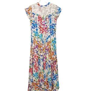 Neeru Kumar Floral‎ Maxi Dress with Lace Top Size Small